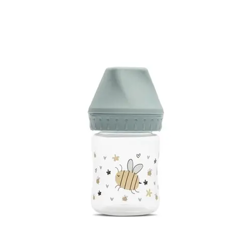 Biberon cu gat larg Lorelli My Friend Iceberg Green, tetina moale din silicon, 0 luni+, 125 ml