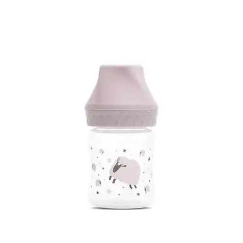 Biberon cu gat larg Lorelli My Friend Mellow Rose, tetina moale din silicon, 0 luni+, 125 ml