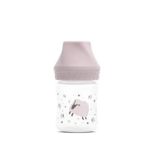 Biberon cu gat larg Lorelli My Friend Mellow Rose, tetina moale din silicon, 0 luni+, 125 ml