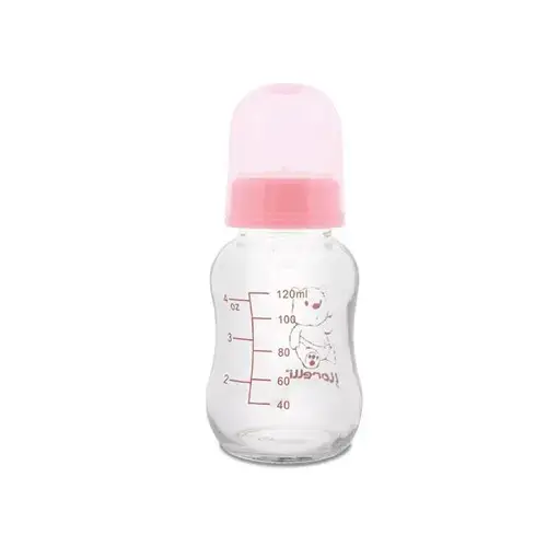 Biberon din sticla cu capac, 120 ml, Lorelli Blush Pink