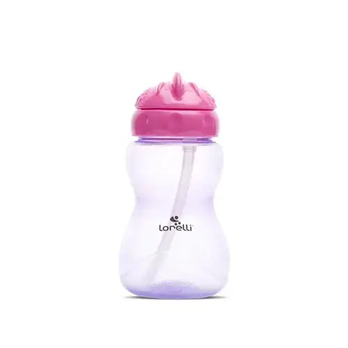 Biberon sport Lorelli Pink Purple, cu pai moale si flexibil, capac de protectie rotativ, 275 ml