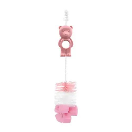 Perie de curatat biberoane, tetine si cani, Lorelli Bear Blush Pink