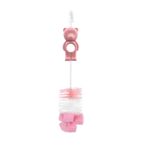 Perie de curatat biberoane, tetine si cani, Lorelli Bear Blush Pink