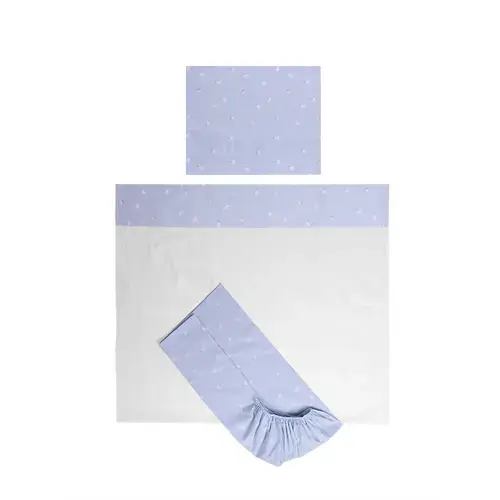 Set lenjerie pat 60 x 120 cm Lorelli Tiny Dream, 3 piese, bumbac ranforce, Albastru