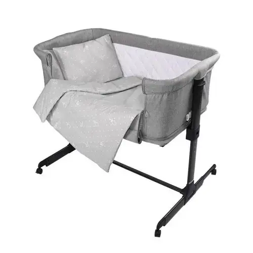 Set lenjerie pat 5 piese Lorelli Eva Little Bear Grey, bumbac ranforce, Gri