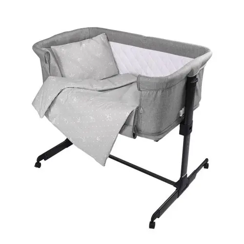 Set lenjerie pat 5 piese Lorelli Eva Little Bear Grey, bumbac ranforce, Gri