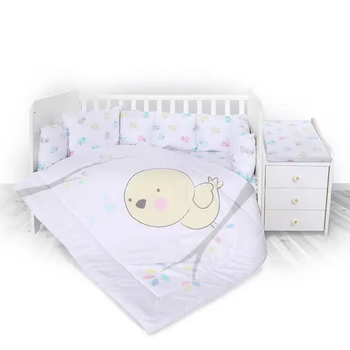 Set lenjerie pat 8 piese Lorelli Trend Chicken, bumbac ranforce
