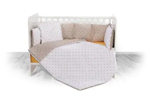 Set lenjerie pat 7 piese Lorelli Lily  Crowns Latte, bumbac ranforce