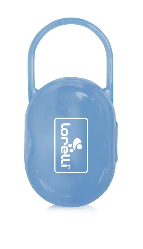 Suport transparent cu maner pentru 2 suzete sau tetine Lorelli, Albastru