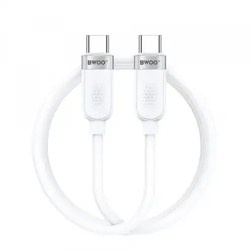 Cablu Date si Incarcare USB-C - USB-C BWOO BO-X315C, 100W, 1m, Alb