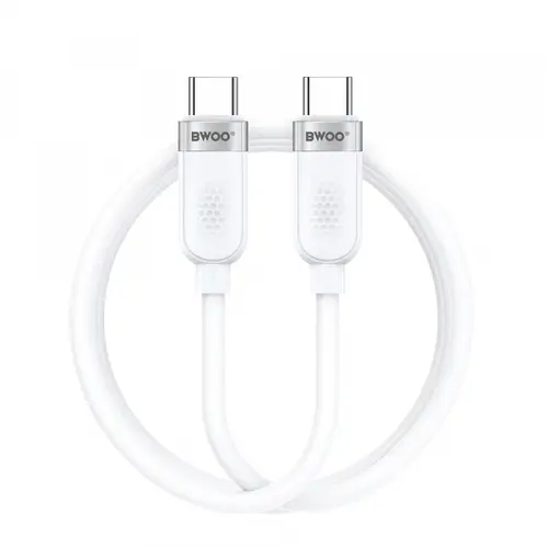 Cablu Date si Incarcare USB-C - USB-C BWOO BO-X315C, 100W, 1m, Alb
