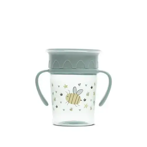 Cana de antrenament cu manere Lorelli All Around Cup, 360 grade, anti-varsare, 275 ml, Verde