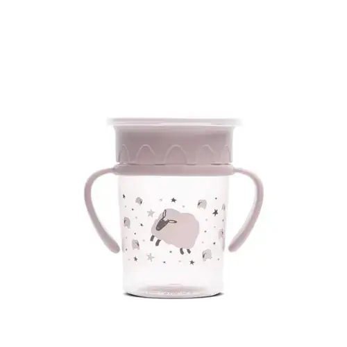 Cana de antrenament cu manere Lorelli All Around Cup, 360 grade, anti-varsare, 275 ml, Roz
