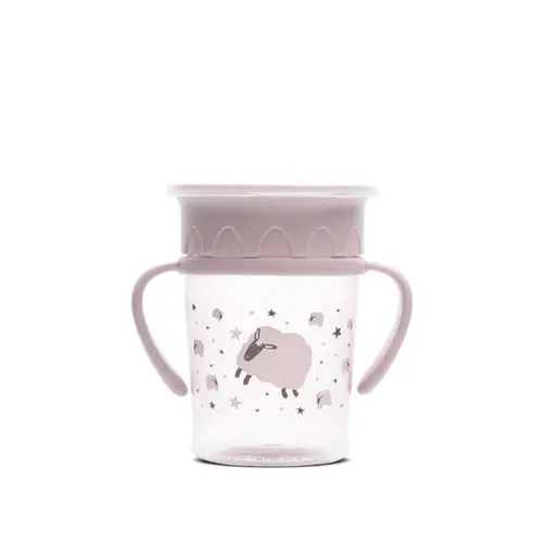 Cana de antrenament cu manere Lorelli All Around Cup, 360 grade, anti-varsare, 275 ml, Roz