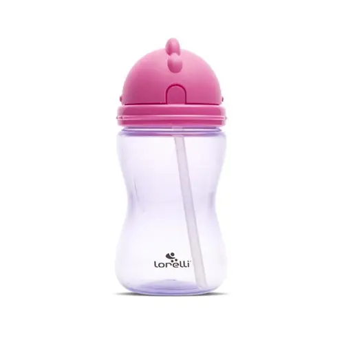 Cana sport Lorelli, cu pai moale si flexibil, capac de protectie rotativ, 300 ml, Roz