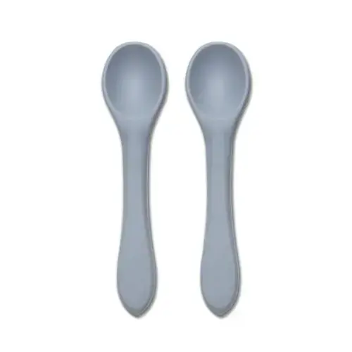 Set 2 lingurite din silicon natural Lorelli, 6 luni+, Gri