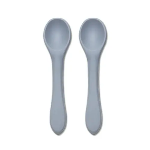 Set 2 lingurite din silicon natural Lorelli, 6 luni+, Gri