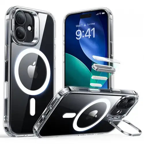 Husa MagSafe pentru Apple iPhone 17, ESR, Classic Hybrid Kickstand, Transparenta