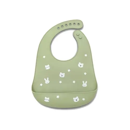 Baveta din silicon cu buzunar frontal Lorelli, reglabila, 6 luni+, Verde