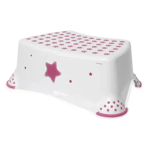 Inaltator baie Lorelli Stars Pink, antiderapant, 40.5x29x14 cm, Alb