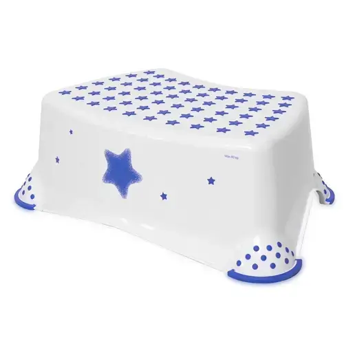 Inaltator baie Lorelli Stars Blue, antiderapant, 40.5x29x14 cm, Alb