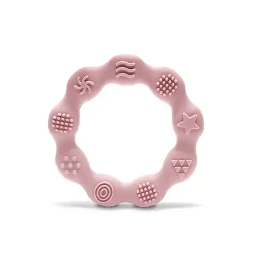Jucarie de dentitie din silicon Lorelli Ring, 0 luni+, Roz