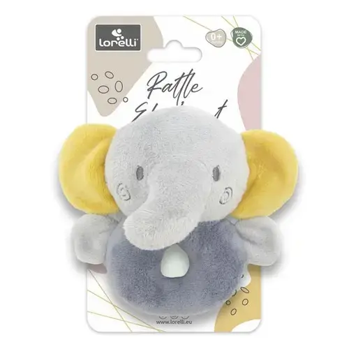 Jucarie de plus Lorelli Elefant, 11 cm, zornaitoare, 0 luni+