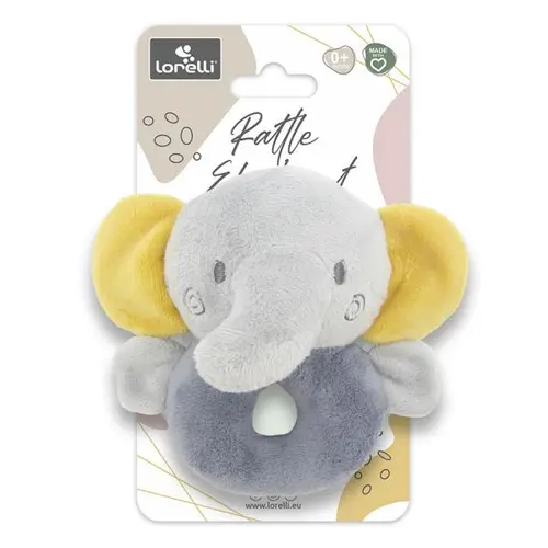 Jucarie de plus Lorelli Elefant, 11 cm, zornaitoare, 0 luni+