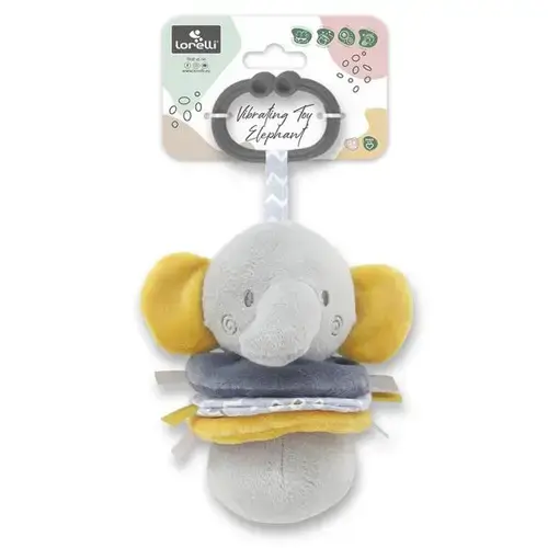 Jucarie de plus Lorelli Elefant, 16 cm, cu vibratie, zornaitoare, 0 luni+