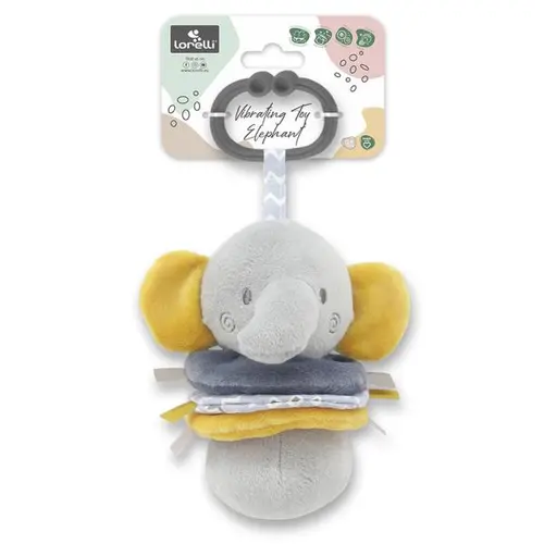 Jucarie de plus Lorelli Elefant, 16 cm, cu vibratie, zornaitoare, 0 luni+