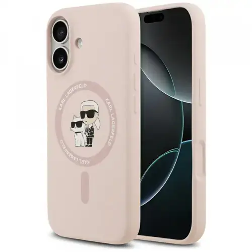 Husa MagSafe pentru Apple iPhone 17, Karl Lagerfeld, Ring Karl&Choupette, Roz