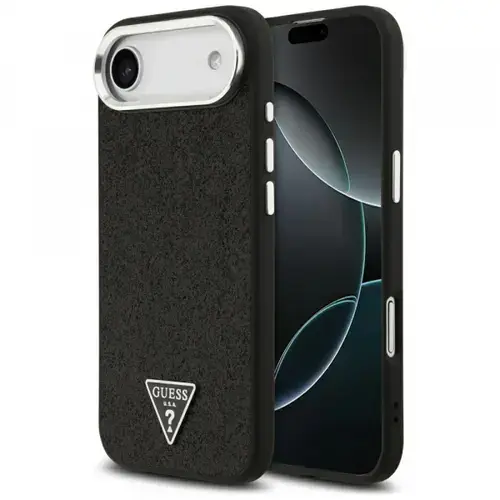Husa MagSafe pentru Apple iPhone Air, Guess, Glitter Triangle Logo, Neagra