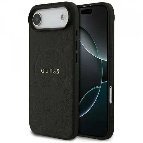 Husa MagSafe pentru Apple iPhone Air, Guess, Grained Gold Ring, Neagra