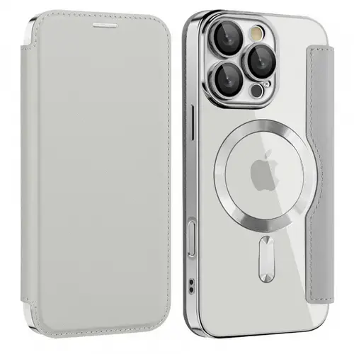 Husa MagSafe pentru Samsung Galaxy A17 5G, Techsuit, SmartMag Book, Gri