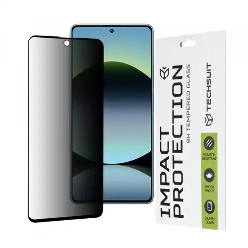 Folie de protectie Ecran Privacy Techsuit pentru Xiaomi Redmi Note 14S, Sticla Securizata, Full Glue, 111D
