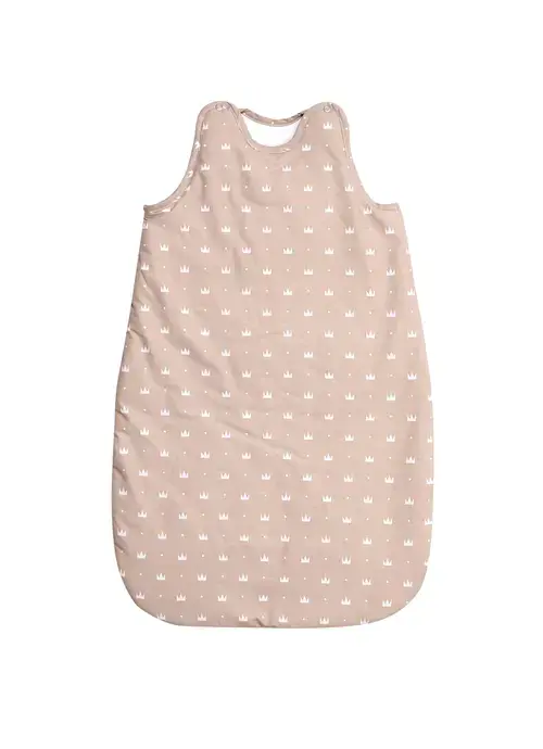 Sac de dormit de vara Lorelli Crowns Latte, 85 cm, bumbac ranforce, Crem