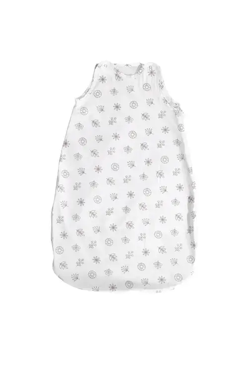 Sac de dormit de vara Lorelli Abstract Leaves, 85 cm, bumbac ranforce, Alb