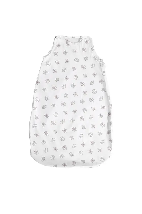 Sac de dormit de vara Lorelli Abstract Leaves, 85 cm, bumbac ranforce, Alb
