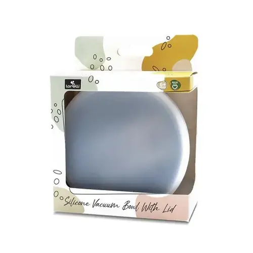 Bol de hranire cu capac Lorelli, din silicon natural, cu ventuza, 6 luni+, Gri