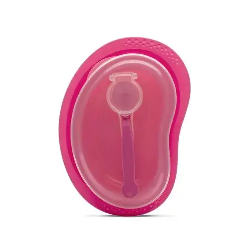 Set de hranire 3 piese Lorelli, contine farfurie, castron cu capac, lingurita, 6 luni+, Roz