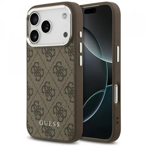 Husa MagSafe pentru Apple iPhone 17 Pro, Guess, 4G Classic Logo, Maro