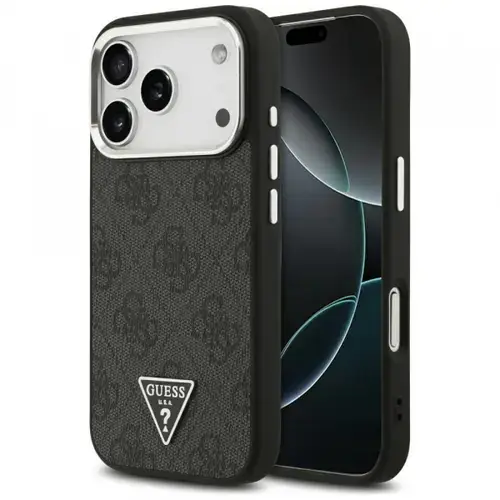 Husa MagSafe pentru Apple iPhone 17 Pro, Guess, 4G Triangle Logo, Neagra