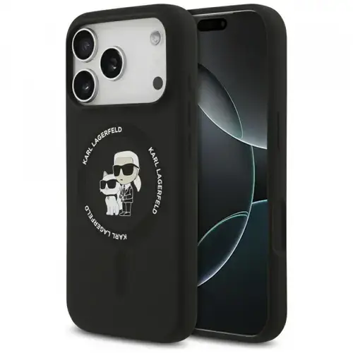 Husa MagSafe pentru Apple iPhone 17 Pro, Karl Lagerfeld, Ring Karl&Choupette, Neagra