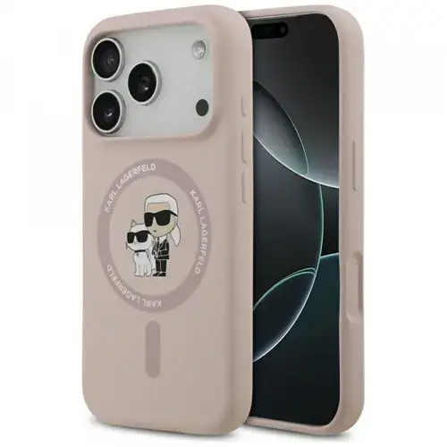 Husa MagSafe pentru Apple iPhone 17 Pro, Karl Lagerfeld, Ring Karl&Choupette, Roz