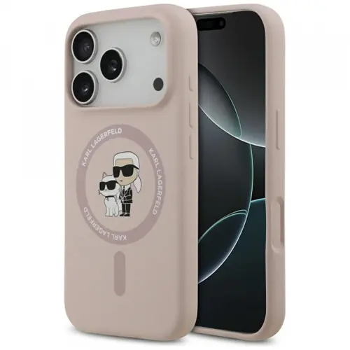 Husa MagSafe pentru Apple iPhone 17 Pro, Karl Lagerfeld, Ring Karl&Choupette, Roz