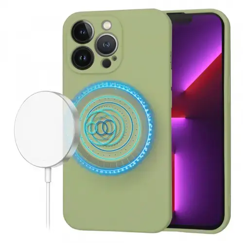 Husa MagSafe pentru Apple iPhone 13 Pro, Techsuit, SoftFlex, Verde Matcha