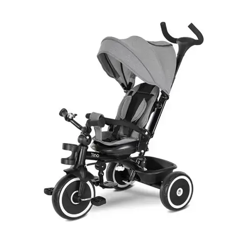 Tricicleta pentru copii Lorelli Tino, sezut rotativ 360 grade, scaun rabatabil, control parental, Gri