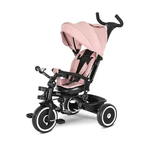 Tricicleta pentru copii Lorelli Tino, sezut rotativ 360 grade, scaun rabatabil, control parental, Roz