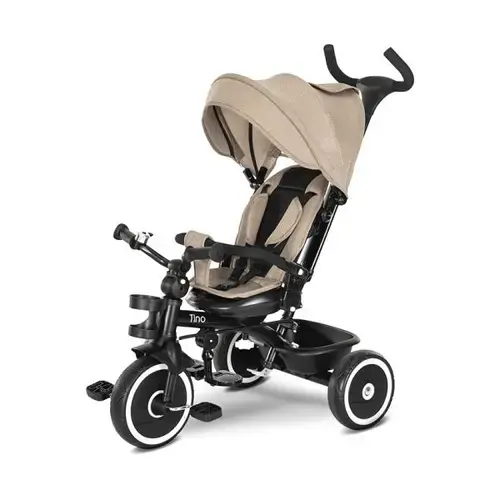 Tricicleta pentru copii Lorelli Tino, sezut rotativ 360 grade, scaun rabatabil, control parental, Bej