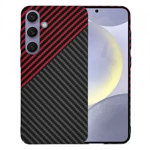 Husa pentru Samsung Galaxy S24+ S926, Techsuit, Carbonite FiberShell, Neagra Rosie